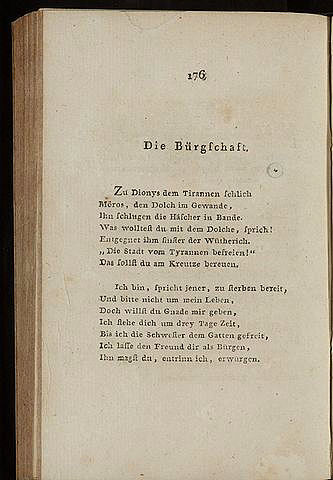 Die Bürgschaft, Abdruck zu Lebzeiten von Schiller im Weimarer Musenalmanach