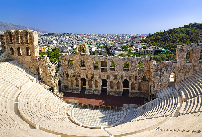 Das Odeon Theater in Athen, Blick von der Akropolis